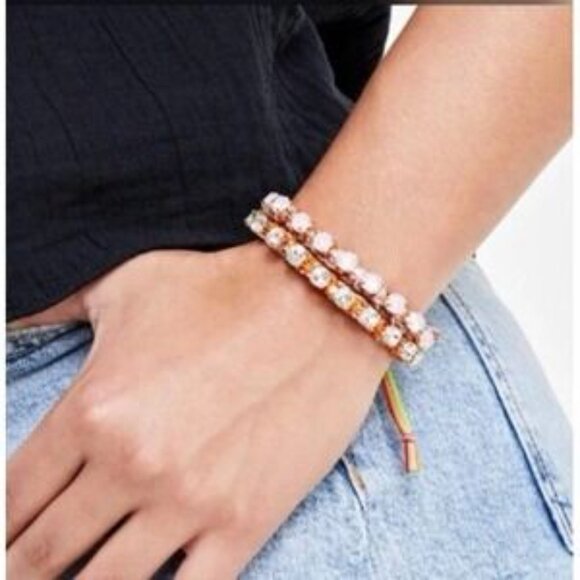 Brand New On 34th Gold-Tone 2-Pc. Set Colorful Crystal Cord Slider Bracelets - Picture 4 of 15